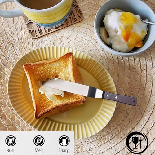 Cake Decorating Angled Icing Spatula Set of 6 8 & 10 Inch Wooden Handle Stainless Steel Offset Frosting Spatulas - size: offset spatulas 6 8 10 inches
