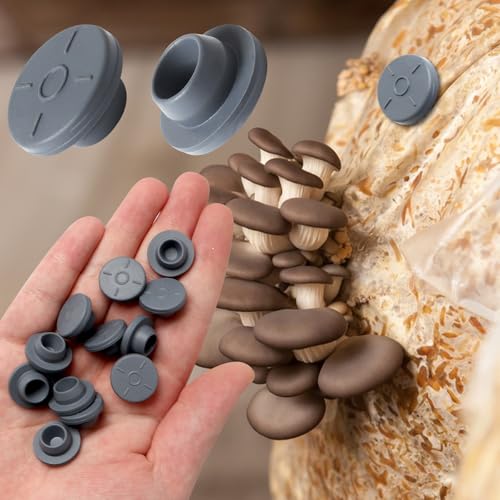 250 Pieces 20mm Rubber Bottle Stoppers Self Healing Injection Port Mushroom Growing Supplies for Glass Vial and Liquid Culture Jars