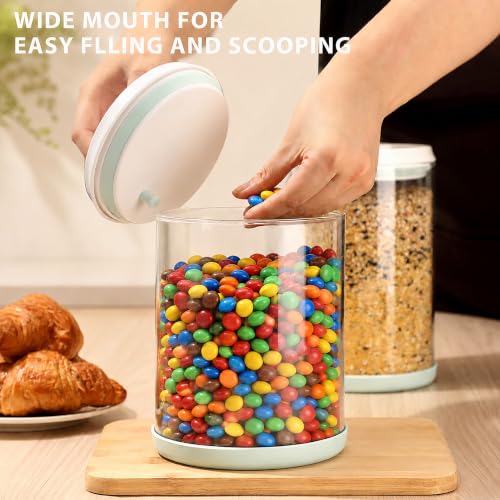 POP Glass Airtight Food-Jar With-Lid - 2.2Qt/2L Clear glass container | Stackable One-Touch Opening | For Cookie, Candy, Sugar, Flour, Nuts,Coffee
