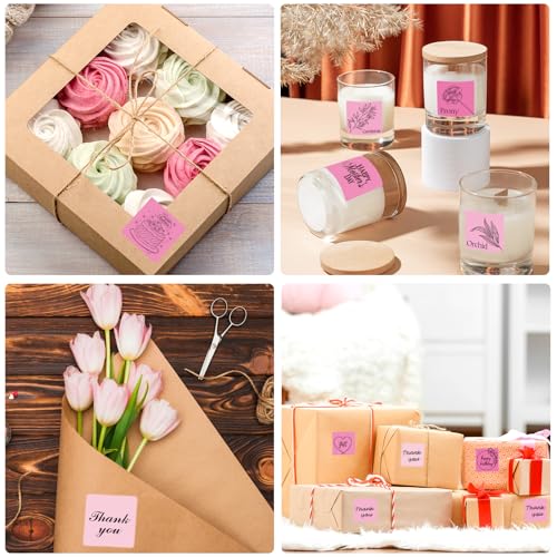 1.5 Inch Square Thermal Label Printer Stickers, Pink Gradient Self-Adhesive Direct Thermal Labels Stickers, Waterproof/Perforation Line Design- 500 Sheets - color: Pink Gradient, size: Square 1.5'' X 1.5''