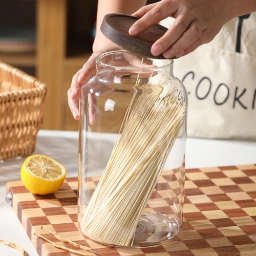 2-Pack Glass Storage Jars with Wooden Lids Single 41 fl oz/1200ml, Glass Canister Set,Airtight Containers for Kitchen Dry Goods, Coffee, Tea, Sugar,Flour ,Candy, Cookie, Pasta - size: Mini