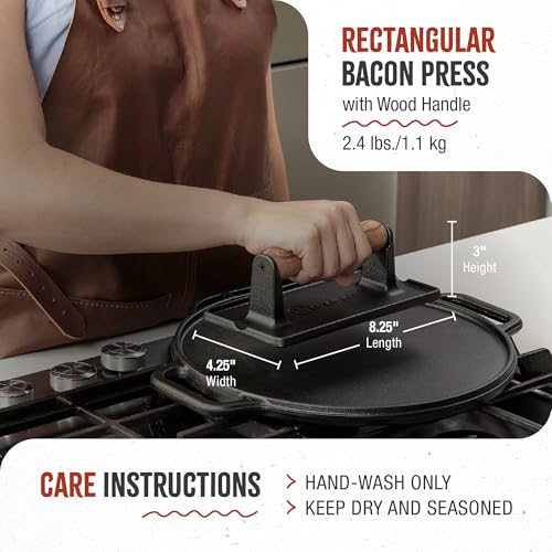 Victoria Cast Iron Panini Press, Burger Press, Bacon Press, Grill Press, Seasoned with 100% Kosher Certified Non-GMO Flaxseed Oil, Model Number: GAD-025 - size: Regular Press