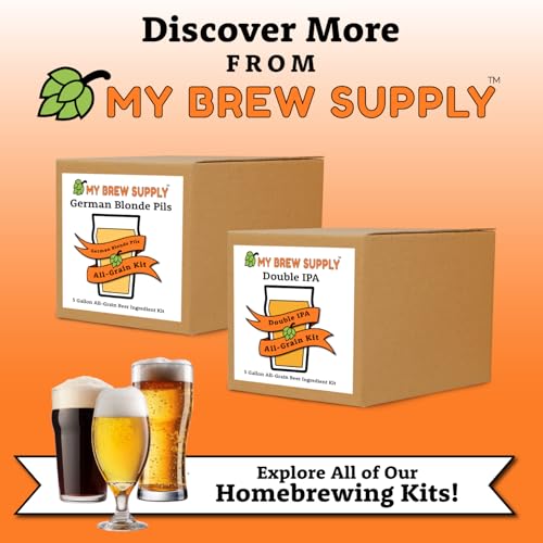 My Brew Supply German Blonde Pils Beer Brewing Kit | European 2-Row Pale Ale Malt | Munich Light Grain | Hallertau Pellet Hops | Nottingham Yeast | 5 Gallon Advanced All Grain Home Brewing