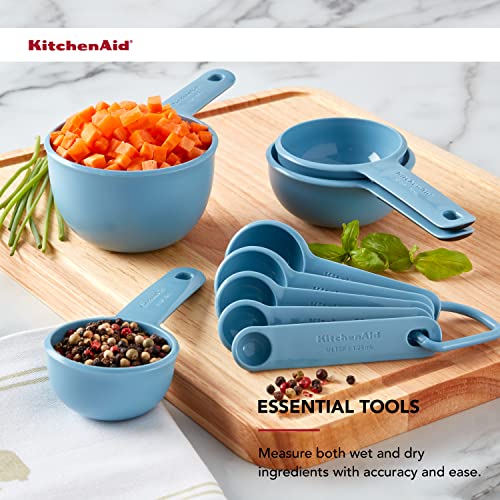 KitchenAid Universal Easy To Read Measuring Cup and Spoon Set with Soft Grip Handle for Maximum Control, Hang Hole and Nesting For Easy Storage, Dishwasher Safe, 9 Piece, Blue Velvet - color: Blue Velvet