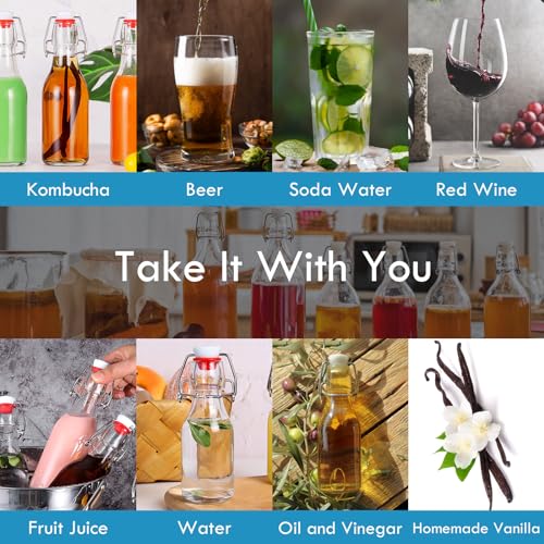 YEBODA 12 Pack Swing Top Glass Bottles 8oz Flip Top Glass Bottles for Home Brewing,2nd Fermentation,Kombucha,Kefir,Vanilla Extract,Juice,Tea,Beverages,Soda,Oil,Vinegar,Limoncello,Beer