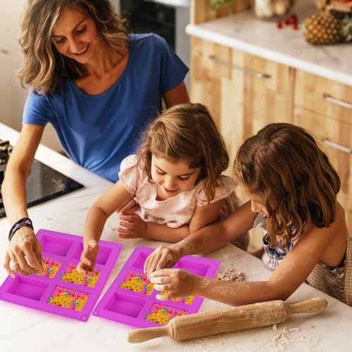 Palksky Rice Snacks Molds for Rice Krispies Treats Baking, 3pcs 6-Cavityrice Cereal Bars Trays for Crispy Treat Making, Candy Making Supplies for Chocolate Brownie Cornbread Pudding Butter Mould - style: 3PCS 6 Rice Snacks Molds