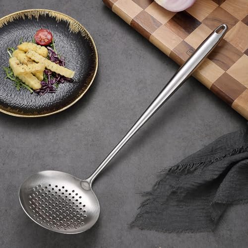Kitchen Skimmer - Slotted Spoon for Straining, Stainless Steel Spider Strainer Skimmer Ladle for Cooking and Frying, Kitchen Utensils Pasta Spoon