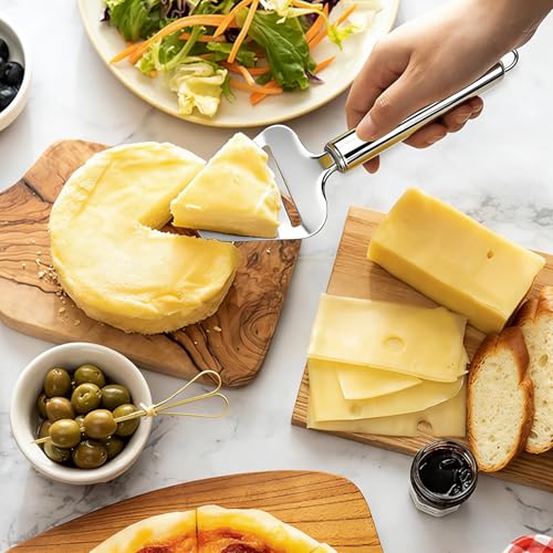 2 Pack Cheese Slicers, AIDOIT Stainless Steel Wire Cheese Slicer with Cheese Plane Tool, Adjustable Thickness Cheese Cutter with 8 Extra Wires for Soft, Semi-Hard, Hard Cheeses - color: Silver-a
