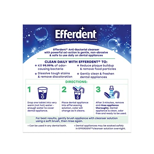 Efferdent Denture Cleaner Tablets – Dental Appliances, Aligners, Mouth Guard, and Retainer Cleaner Tablets, Minty Fresh & Clean, 44 Count