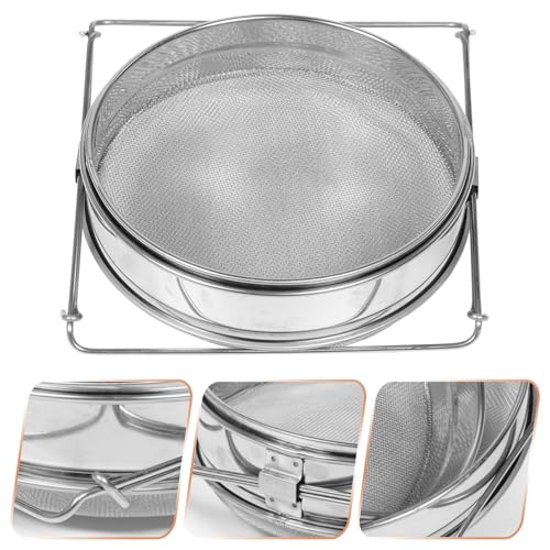 Stainless Steel Double Layer Honey and Flour Sifter, Fine Mesh Manual Food Strainer for Kitchen Baking and Beekeeping, Portable Handheld Flour Sifting Tool