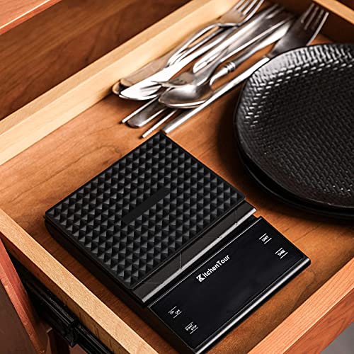 KitchenTour Coffee Scale with Timer for Brew Artisanal Java - Pour Over Scale for Slow Drip and French Press Coffee - Multifunction Kitchen Food Scale with Grams and oz - size: EK6012