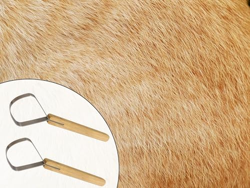 Wrjmzdcfdcf 2Pcs Pelt Scraper Fleshing Tool, Hide Tanning Kit, Stainless Steel Scraper Flesher Tanning Tools with Wood Handle