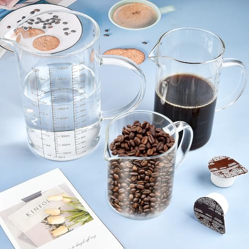 3 Pack Glass Measuring Cups,1-Cup,2-Cup,4-Cup Measuring Jugs with Handle &V Shaped Spout,3 Scales(Oz,Cup,Ml) High Borosilicate Glass Measuring Cup for Liquid Kitchen-Microwave Freezer Safe