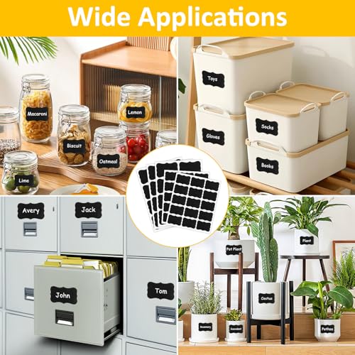 230 Pcs Labels for Jars, 2 Size Waterproof Chalkboard Labels for Food Containers, Storage Bins, Mason Jars, Reusable Blackboard Stickers with 1 Erasable Chalk Marker (Irregular Shape)