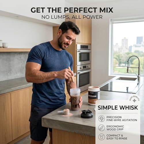 Jar Whisk | Stainless Steel with Wooden Handle | For Sourdough Starter, Peanut Butter, Almond Butter, Cashew Butter, Protein Shakes, Tahini, Yogurt, Sauces, Jams and Jellies, Honey and Pancake Batter - size: 5.5 inches Whisk Head, 13 inches total