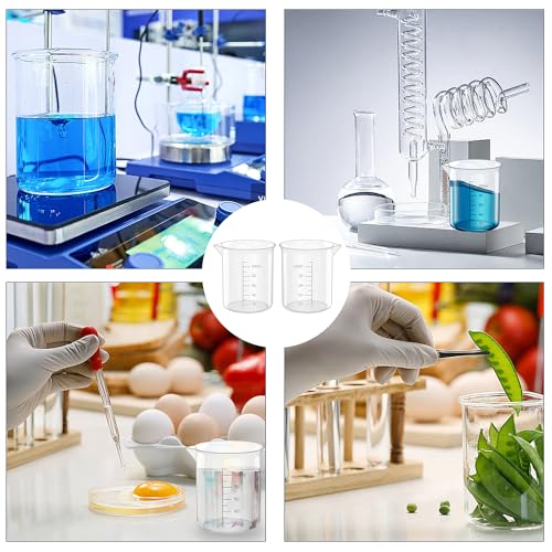 12 Pcs 3.4 Oz Transparent Experiment Measuring Cup | 100ml Plastic Beaker for Science Experiment, Measuring - size: 100ml (3.4oz) - Pack of 12