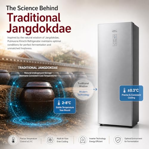 Pulmuone Kimchi Refrigerator for Kimchi Storage, Fermentation, Freezer, Fridge, & Alcohol