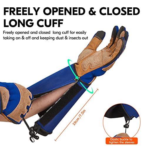 Vgo... Gardening Gloves Unisex,Safety Work Gloves,Long Sleeves Gauntlet,Puncture Proof,Touchscreen(Size M,Blue,SL7496) - color: 1 Pair - Blue - Long Cuff, size: Unisex Medium