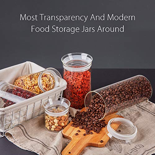 ZENS Glass Canisters Jar with Lid, Airtight Sealed 15 Fluid Ounce Spice Jars Sets of 2, Clear Small Kitchen Storage Containers for Herbs,Tea 4.76 x 3.15 IN - size: 3-15oz 2Pack