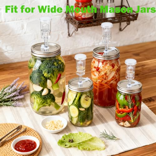 Fermentation Lids,6 Pack Fermentation Kit for Wide Mouth Jars,6 Fermenting Lids with 6 Airlocks,6 Silicone Grommets(Jars Not Included)