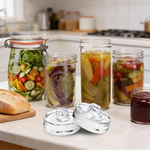 4 Pack Fermentation Weight with Easy Grip Handle,Glass Fermenting Weights for Wide Mouth Mason Jars,Glass Fermentation Kit for Sauerkraut,Pickles - size: 4pack
