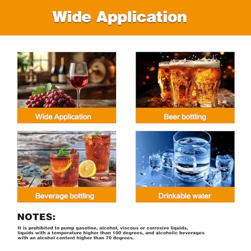 Food Grade Self Priming Electric Water Transfer Pump,Auto Siphon Diaphragm Pumps,AC 100-240V,2.0LPM,Low Noise for Home Brew Bottling Wine,Beer,Juice,Ice Maker,Coffee Machine