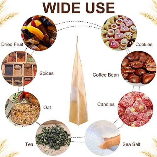Geosar 600 Pcs Stand up Kraft Pouches with Window 6 x 9 Inch Kraft Paper Sealable Pouches with Notch Heat Sealable Resealable Bags for Small Business, Zipper Food Storage for Packaging, Snacks - size: 6 x 9 Inch