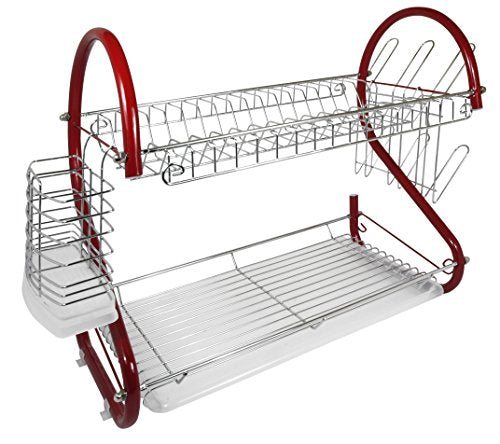 Better Chef 2-Tier Dishrack, 16-Inch, Red