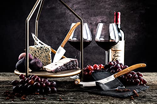 Laguiole Style De Vie Cheese Knives, Luxury Line, 3 Pieces, Olive Wood, in Giftbox - size: Large