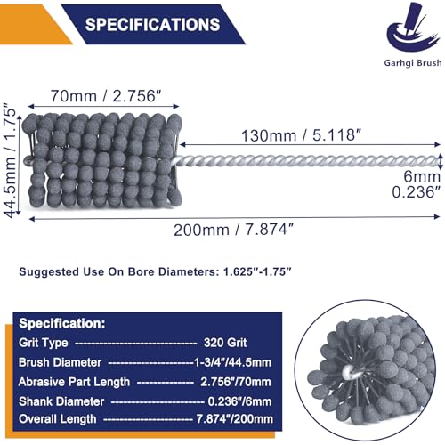 Garhgi 1-3/4"(44.5mm) Cylinder Honing Tool Brush, 320 Grit Silicon Carbide Abrasive Balls for Smoothing Polishing Automotive Motorcycle Engine Cylinders Brake Rotors Tubes CamShaft Piston Rings - size: 1.750"(44.5mm), style: 320 Grit
