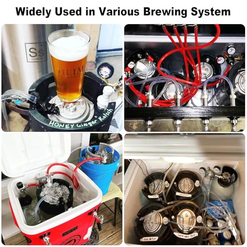 Corny Keg New 2.5 Gallon Ball Lock Keg, 304 Stainless Steel Cornelius Keg Beer Keg with Ball Lock Quick Disconnects & Ball Lock Keg Posts, 2.5 Gallon Keg with Dual Rubber Hanlde for Homebrew