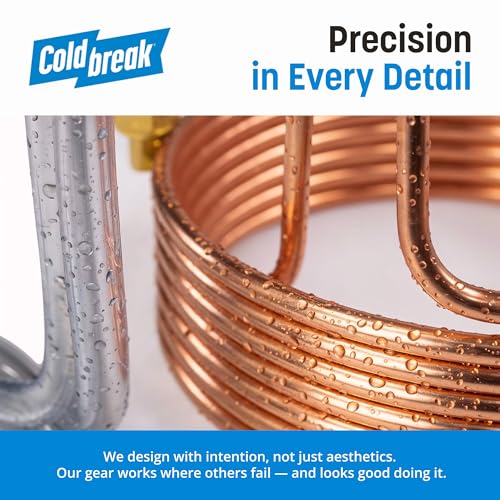 Coldbreak 12.5Ft. Wort Chiller with Copper Coil - Compact and Basic Immersion Beverage Chiller and Beer Brewing Equipment - 2pcs of 4Ft. Vinyl Tubing, Garden Hose Fitting, and Hose Clamps Included - size: 12.5'