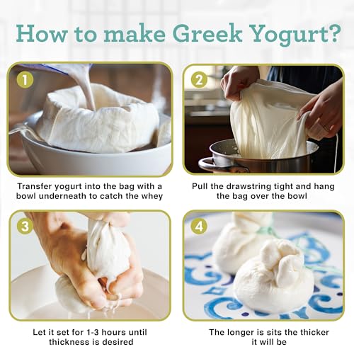 Euro Cuisine Nut Milk Bag - Cheese Cloth Bag for Straining Greek Yogurt, Organic Cheesecloth for Straining, Nut Milk Bag Reusable, Kava Strainer Bag, Nutmilk Mesh Bag (12"x12") - size: 12"x12"