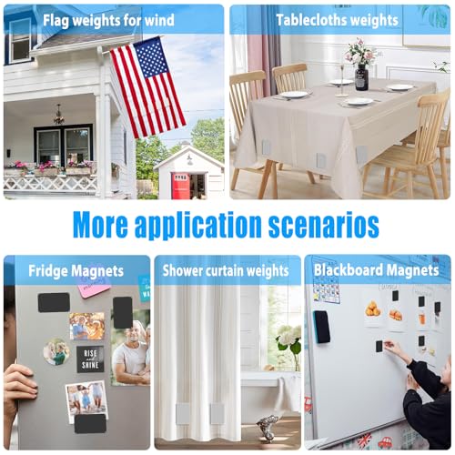 18pcs Outdoor Curtain Weights, Waterproof Magnetic Curtain Weights, Heavy Drapery Weights Bottom, Weighted Magnets for Heavy Wind, Shower Curtain, Garden Flag, Tablecloth (White, 9pairs) - color: White-18pcs