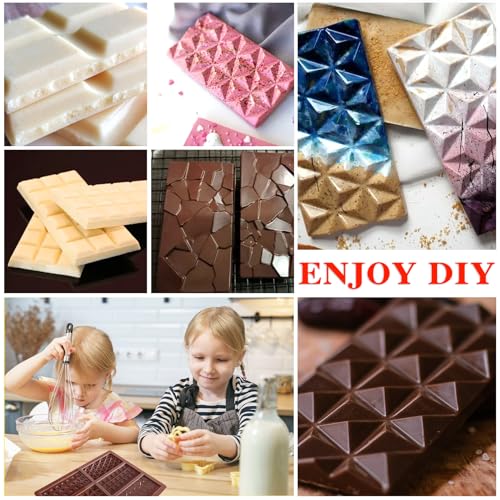2 Pieces Silicone Break Apart Chocolate Moulds,Silicone Square Mold,Non-Stick Candy Chocolate Bar Mold,Reusable Candy Protein Silicone Chocolate Mold (B) - color: 2 Pieces
