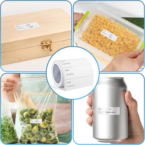 BLISKO 1000 Pcs Freezer Labels, 2 Rolls, 1x3 Inch Food Labels Stickers with Pre-Printed Date & Contents, Food Storage Labels, Waterproof, No Residue for Meal Prep, Food Containers, Jars, Bags - size: 1000 Pcs Printed Labels (1 x 3 Inch)