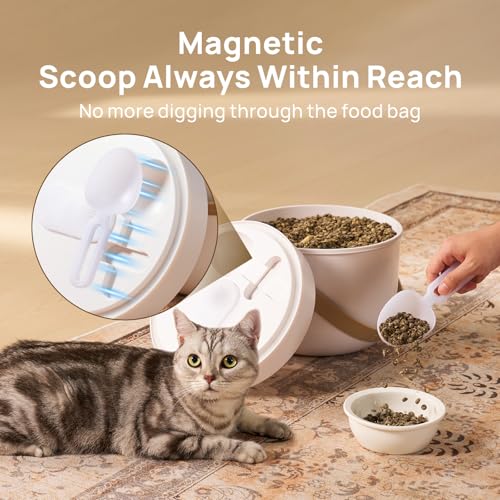 smartoo Vacuum Cat Dog Food Storage Container 5 lb/5.3 Qt, Airtight Dry Dog & Cat Food Bin with One-Button Vacuum Sealing, Magnetic Scoop Incl., BPA-Free, Durable Storage with Rechargeable Battery