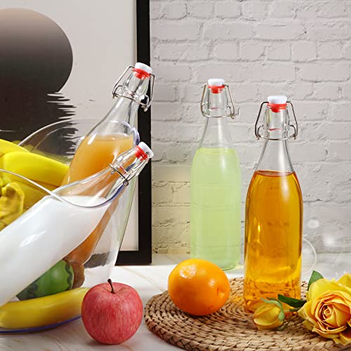 Aoriher 12 Pcs 25 oz Swing Top Glass Bottles 750 ml Glass Bottles with Red Caps for Home Brewing Kombucha Homemade Juices Beer Water Oil Vinegar Soda Syrup Kefir Beverages - color: Clear, Red