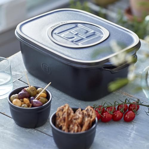 Emile Henry, Black Cheese Storage Box/Serving Platter, 12 x 8 x 4.4in - color: Black