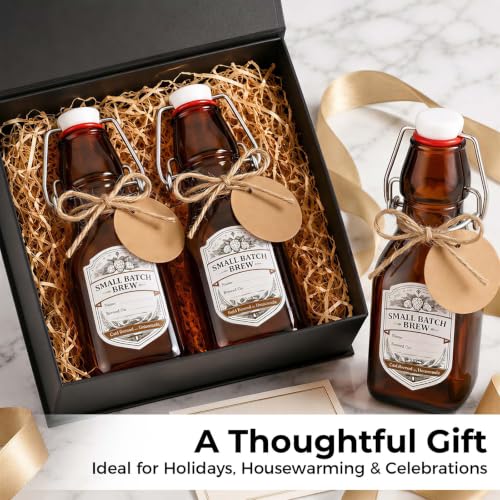 Ruckae Amber Square Swing Top Glass Bottles with Lids Kombucha Flip Top Glass Bottle for Coquito Syrup Vanilla Extract Brew Beer Kefir Air Tight Bottles for Gift (4oz 24pack) - size: 4oz 24pack