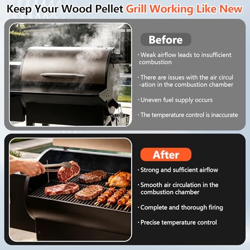 SUS304 Stainless Steel Fire Burn Pot and Hot Rod Ignitor Kit Replacement Parts for Traeger & Pit Boss Wood Pellet Grill Smoker, Induction Fan, 2.0 RPM Auger Motor with Ash Remover, Screws & Fuse - size: L1 Fire Burn Pot + Ignitor + Motor + Fan