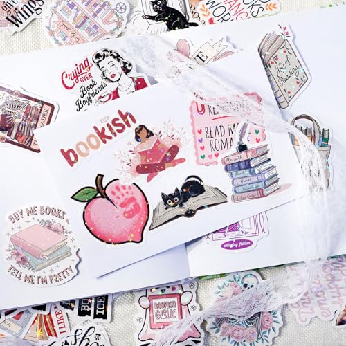 150PCS Holographic Bookish Stickers– Dark Romance, Fantasy, Spicy Book Vinyl Shiny Stickers for Book Lovers, Aesthetic Reading Accessories for Laptop, Kindle, Water Bottle, Journaling, Booktok Fans - color: Holographic Bookish