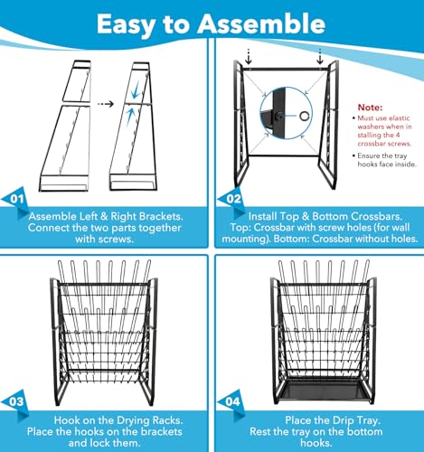 FOUR E'S SCIENTIFIC Lab Drying Rack, Steel Wire Bottle Drying Rack for Lab Glassware Countertop Wall Mounted Detachable Dryer Stand, Holds Up to 83 Pieces