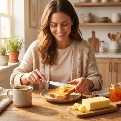 Saiveina 2 Pcs Stainless Steel Butter Knives | 3 in 1 Butter Knife Set, Butter Spreader, Curler and Grater, for Butter, Cheese, Dishwasher Safe, Rust-Resistant, Ergonomic