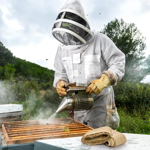 Lawei 4 Pound Burlap Bee Smoker Fuel, Jute Burlap Smoker Fuel for Beekeeping, Natural Bee Hive Smoker Fuels Easy to Light, Long Continuous Burn, Produces Clean and Cool Smoking for Bee Hives Smoker