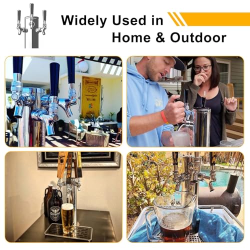 3 Tap Beer Tower, Stainless Steel 3” Flange Self-Closing Beer Tap Tower Kegerator Tower Keg Tap Dispenser Kegerator Tower Kit for Kegerator Countertop - size: Triple Tap