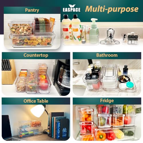 10-Pack Clear Fridge Organizer Bins with Lids & Drainage Holes, Stackable Container Set, BPA-Free Plastic Refrigerator Storage Containers for Food, Fruits, Vegetables, Meats (Multi-Purpose)