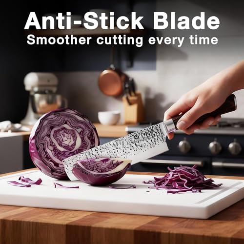 imarku Nakiri Knife,7 Inch High Carbon Stainless Steel Japanese Chef Knife,Razor Sharp Chopping Vegetable and Meat Cleaver Kitchen Knife with Ergonomic Handle,Birthday Gift - color: Dark Brown/Coffee