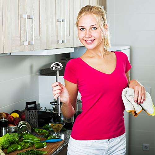 meekoo 3 Pieces Stainless Steel Ladle Soup Handle Ladle with Pouring Rim for Kitchen Cooking Soup Sauce (1 oz) - size: 1 oz