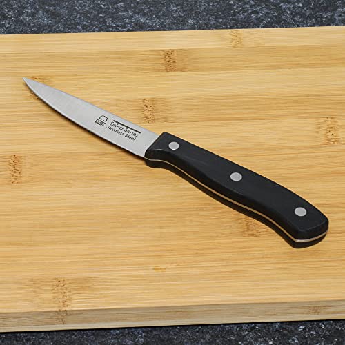 Chef Craft Select Stainless Steel Paring Knife, 4 inch blade 12 inch in length, Black - style: Paring Knife